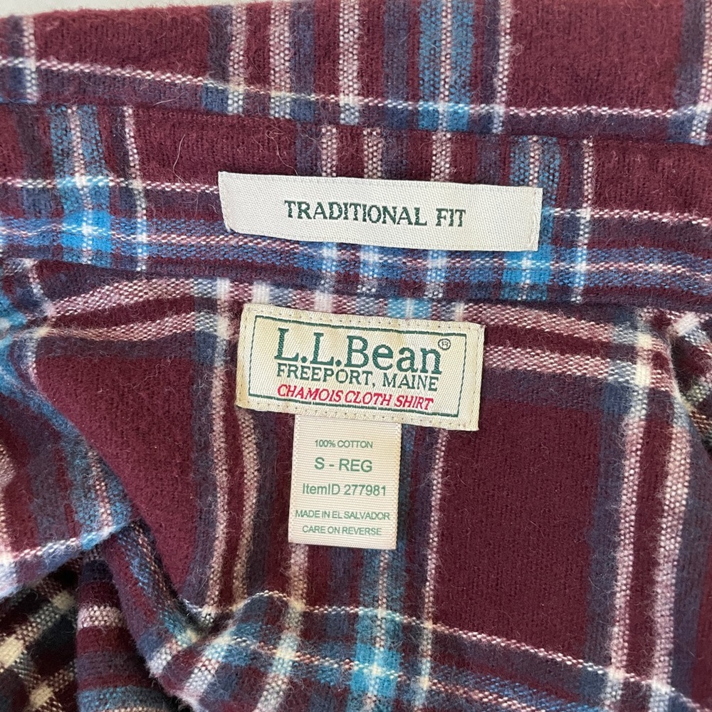 LL Bean vintage flannel mens jacket plaid chamois shirt, traditional fit